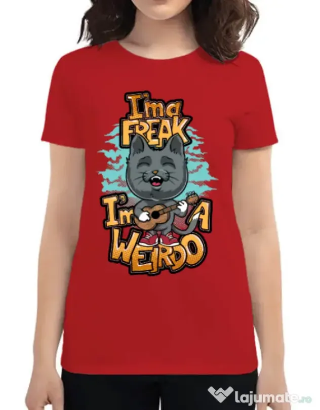Tricou ADLER dama I am a freak Rosu