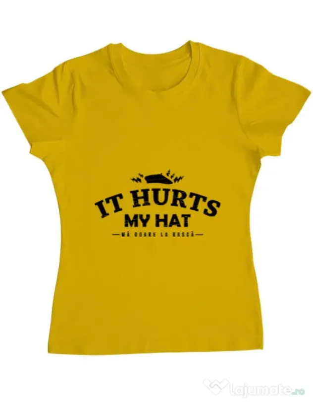 Tricou ADLER dama It hurts my hat Galben