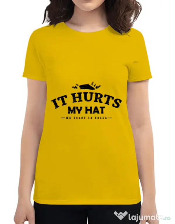 Tricou ADLER dama It hurts my hat Galben