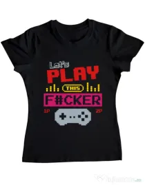 Tricou ADLER dama Lets play this Negru