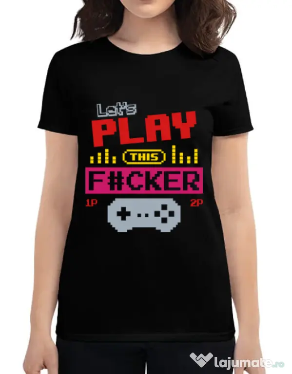 Tricou ADLER dama Lets play this Negru