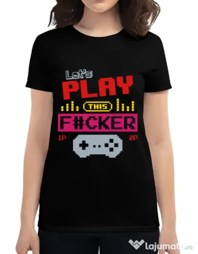 Tricou ADLER dama Lets play this Negru