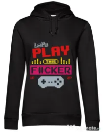 Hoodie dama cu gluga Lets play this Negru