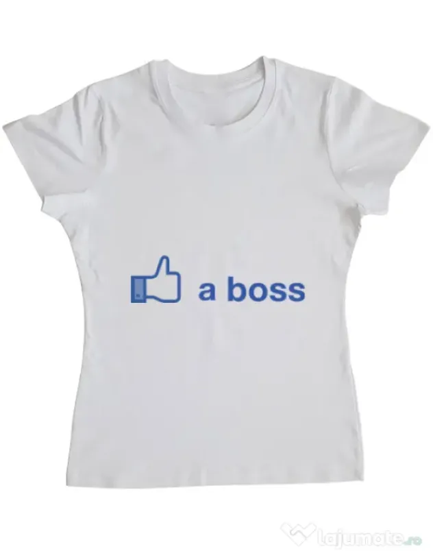 Tricou ADLER dama Like a boss Facebook Alb