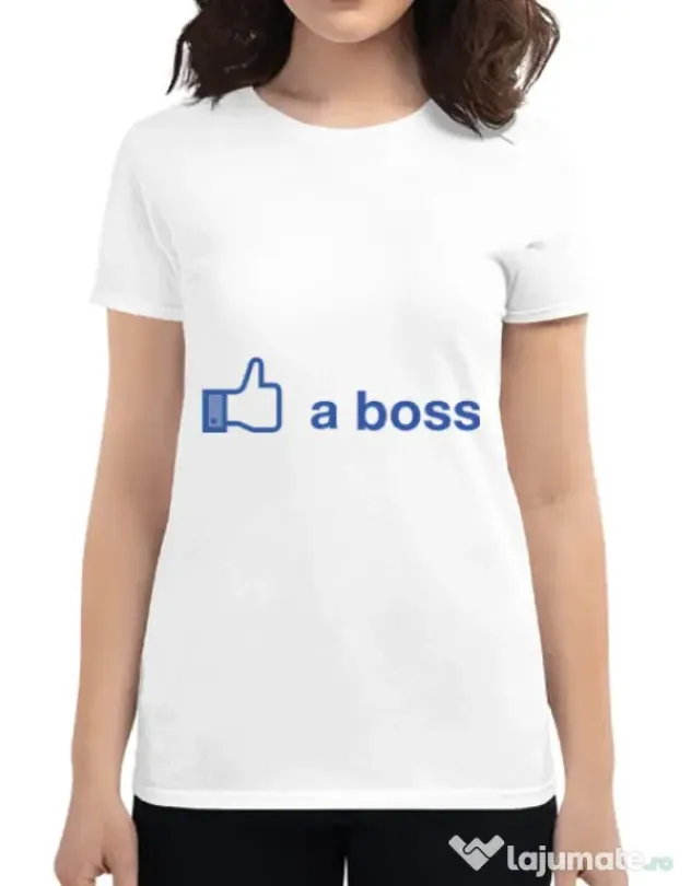 Tricou ADLER dama Like a boss Facebook Alb