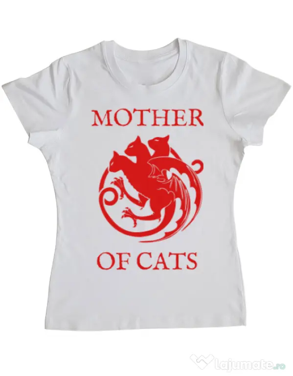 Tricou ADLER dama Mother of cats Alb