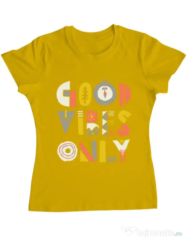 Tricou ADLER dama Good vibes only Galben