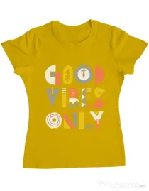 Tricou ADLER dama Good vibes only Galben
