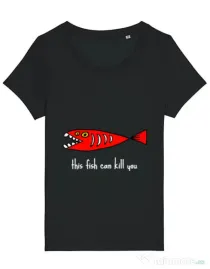 Tricou STANLEY STELLA dama This fish can kill you Negru