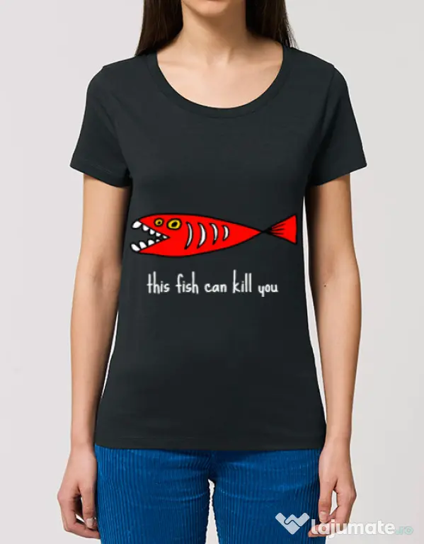 Tricou STANLEY STELLA dama This fish can kill you Negru