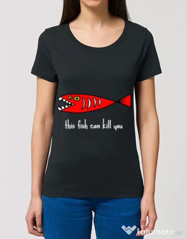 Tricou STANLEY STELLA dama This fish can kill you Negru