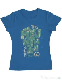 Tricou ADLER dama The mountain is calling, I must go! Albastru azuriu