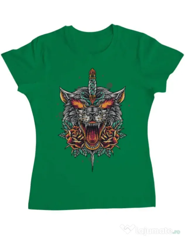 Tricou ADLER dama Stabbed wolf Verde mediu