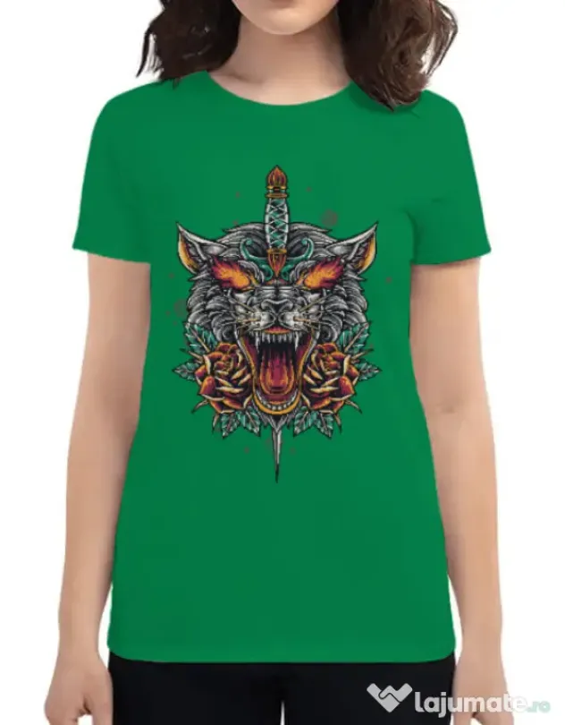 Tricou ADLER dama Stabbed wolf Verde mediu