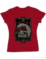 Tricou ADLER dama Skullcross Rosu