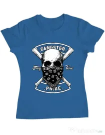 Tricou ADLER dama Gangster skull Albastru azuriu