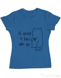 Tricou ADLER dama Nine lives Albastru azuriu