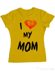 Tricou ADLER dama I love my mom Galben