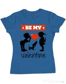 Tricou ADLER dama Be my valentine Albastru azuriu