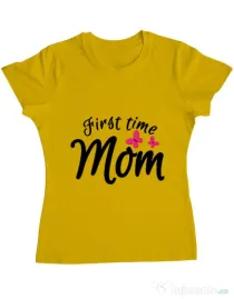 Tricou ADLER dama First time mom Galben