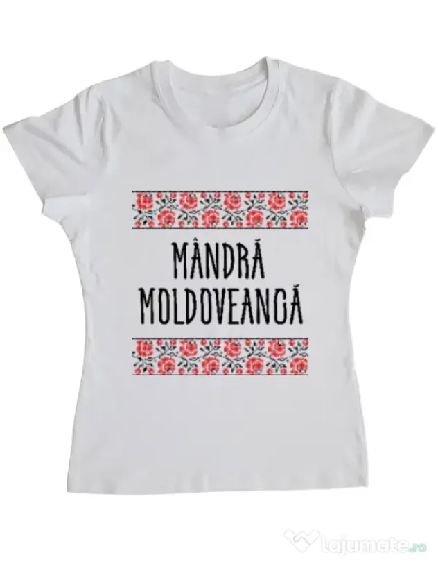 Tricou ADLER dama Mandra moldoveanca Alb