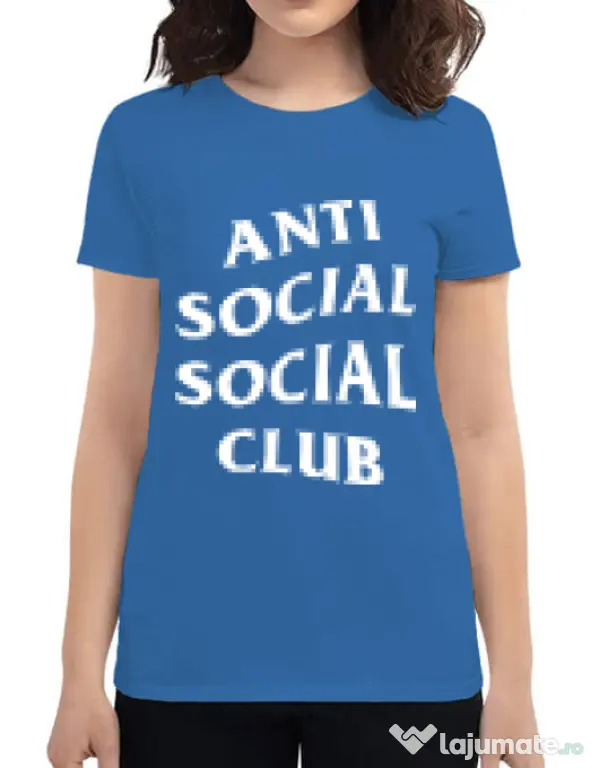 Tricou ADLER dama Anti social Albastru azuriu
