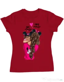 Tricou ADLER dama Mama and baby Mouse Rosu