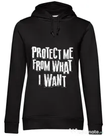 Hoodie dama cu gluga Protect me Negru