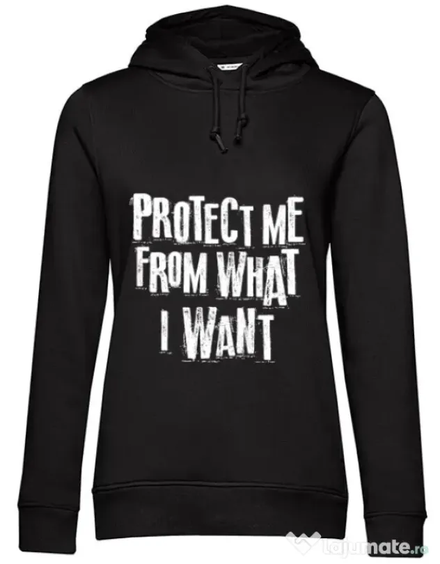 Hoodie dama cu gluga Protect me Negru