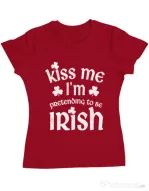 Tricou ADLER dama Pretending to be irish Rosu