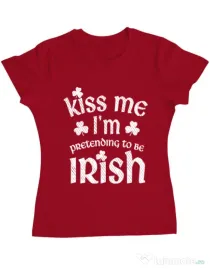 Tricou ADLER dama Pretending to be irish Rosu
