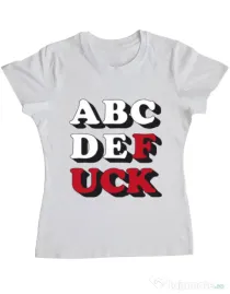Tricou ADLER dama The alphabet Alb