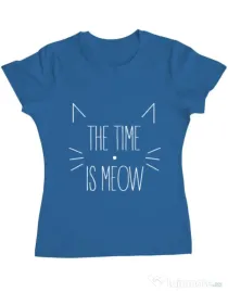 Tricou ADLER dama The time is meow Albastru azuriu