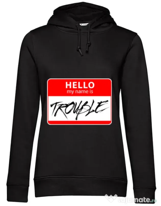 Hoodie dama cu gluga Trouble Negru