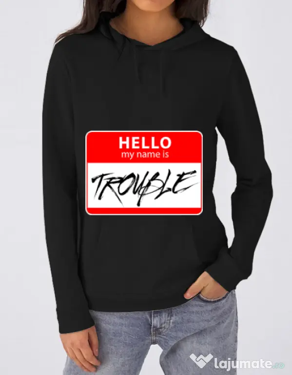 Hoodie dama cu gluga Trouble Negru