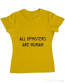 Tricou ADLER dama All monsters are human Galben