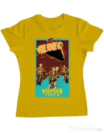 Tricou ADLER dama Stranger pizza Galben