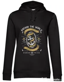 Hoodie dama cu gluga Anchor The World Negru
