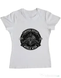 Tricou ADLER dama Sniper Squad Alb