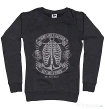 Bluza ADLER dama Think Like A Captain Act Like A Pirate Negru melanj