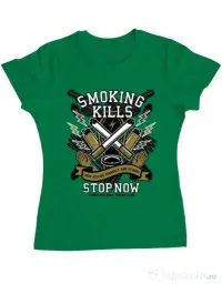 Tricou ADLER dama Smoking Kills Verde mediu