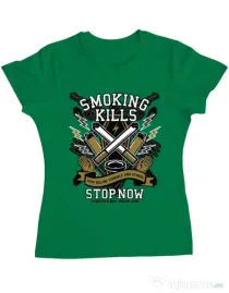 Tricou ADLER dama Smoking Kills Verde mediu