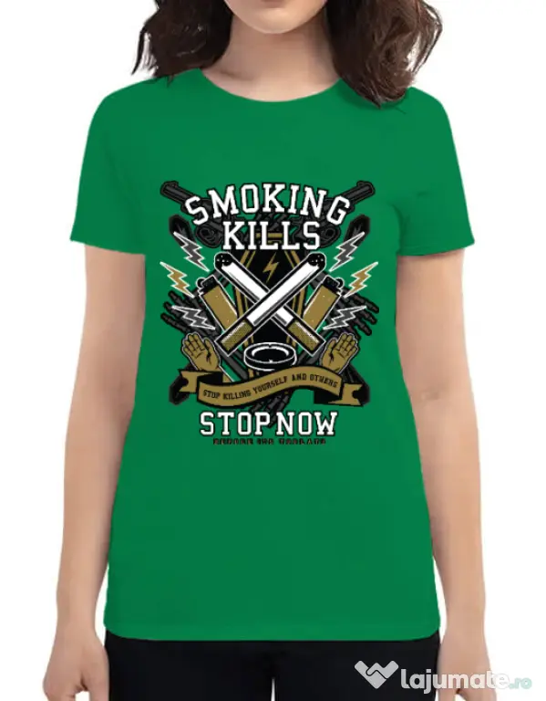 Tricou ADLER dama Smoking Kills Verde mediu