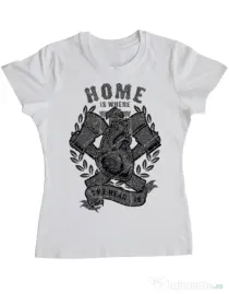 Tricou ADLER dama Home Is Where Alb