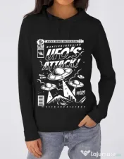 Hoodie dama cu gluga UFO Negru