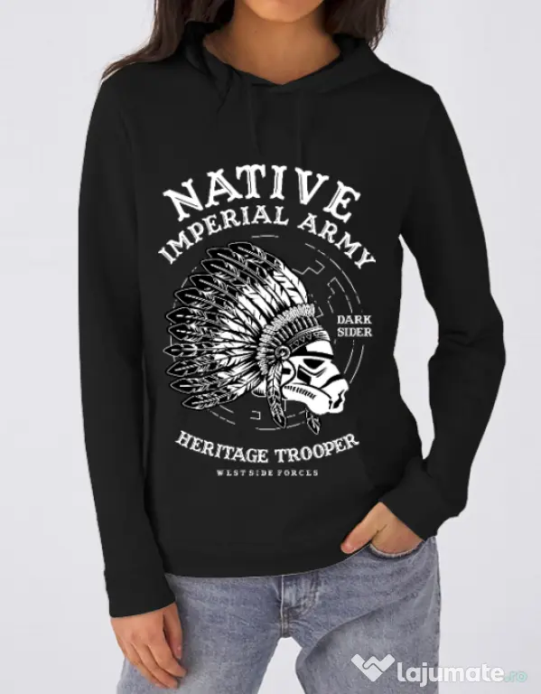 Hoodie dama cu gluga Native Trooper Negru