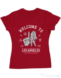 Tricou ADLER dama Welcome To L.A Rosu