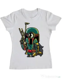 Tricou ADLER dama Minion Boba Fett Alb