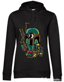 Hoodie dama cu gluga Minion Boba Fett Negru
