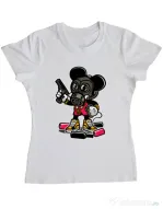 Tricou ADLER dama Gangsta Mouse Alb